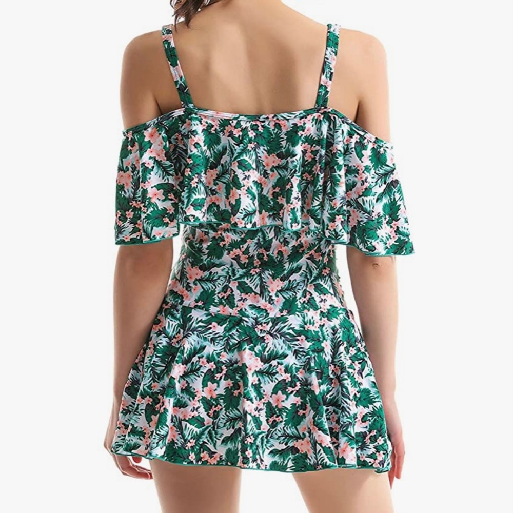 🏊♀️🌊 SwimDress Ruffle Off-the-Shoulder OnePiece - Picture 3 of 4